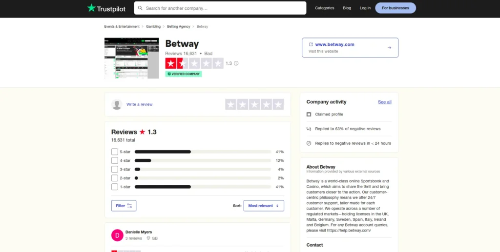 Betway Trustpilot Reviews