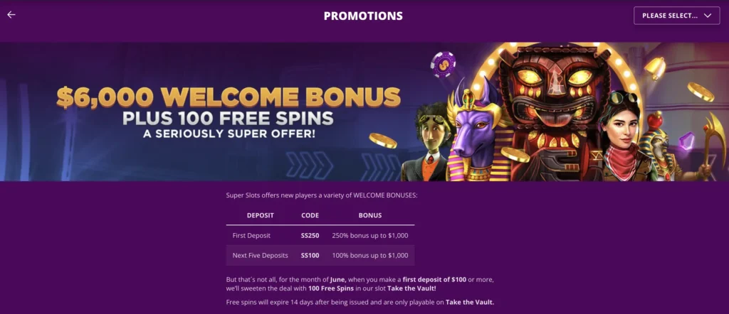 Super Slots Welcome Bonus