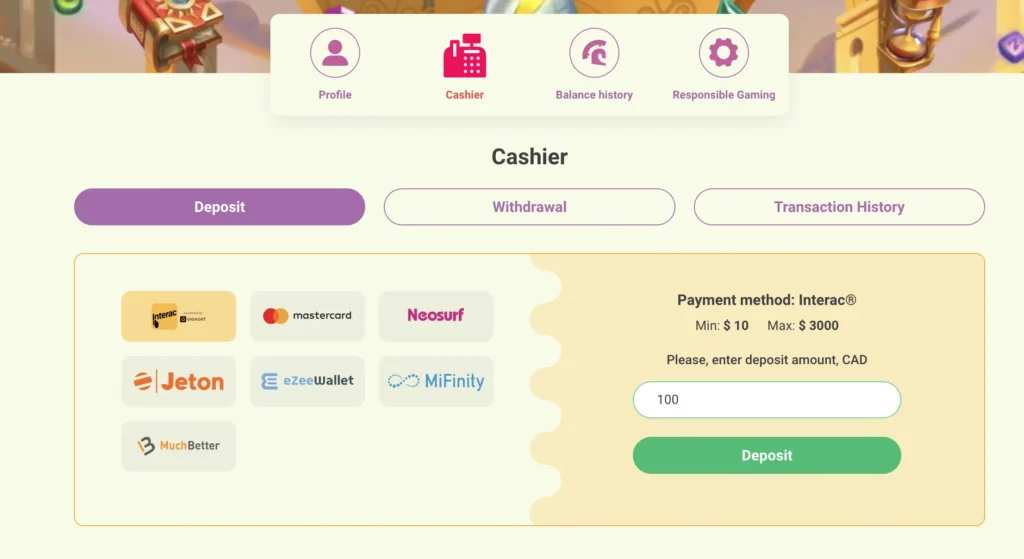 yoyo casino deposit methods